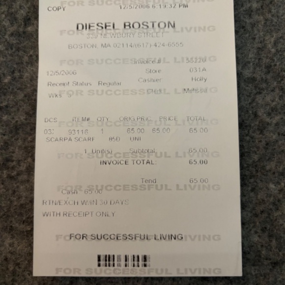 DIESEL 2006 "Scarpa" Scarf - Picture 7 of 7